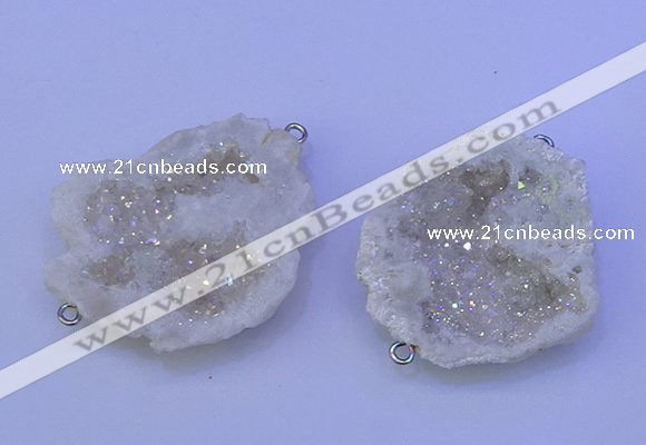 NGC1470 28*35mm - 40*45mm freeform plated druzy agate connectors