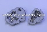 NGC1472 28*35mm - 40*45mm freeform plated druzy agate connectors