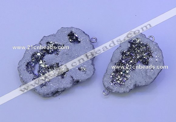 NGC1472 28*35mm - 40*45mm freeform plated druzy agate connectors