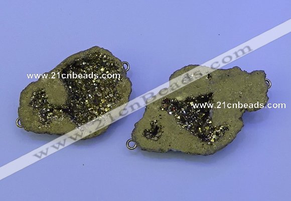 NGC1473 28*35mm - 40*45mm freeform plated druzy agate connectors