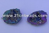 NGC1476 28*35mm - 40*45mm freeform plated druzy agate connectors