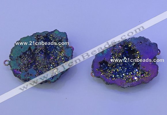 NGC1476 28*35mm - 40*45mm freeform plated druzy agate connectors