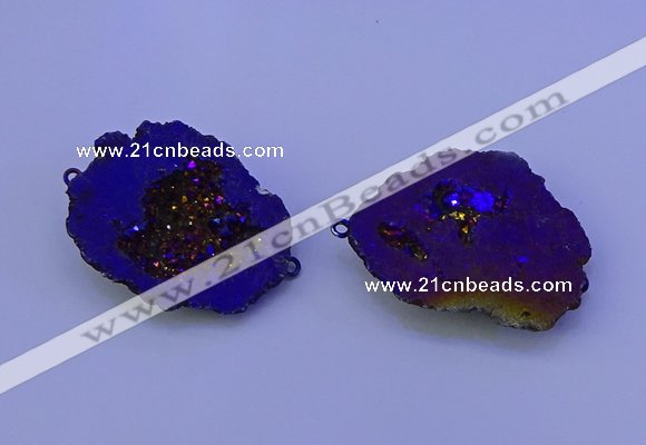 NGC1477 28*35mm - 40*45mm freeform plated druzy agate connectors