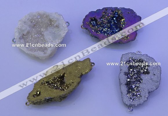 NGC1478 28*35mm - 40*45mm freeform plated druzy agate connectors