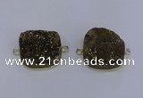 NGC1501 25*25mm square druzy quartz gemstone connectors wholesale