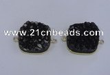 NGC1502 25*25mm square druzy quartz gemstone connectors wholesale