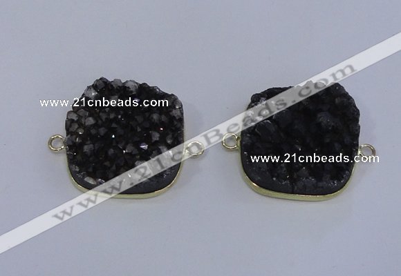 NGC1502 25*25mm square druzy quartz gemstone connectors wholesale