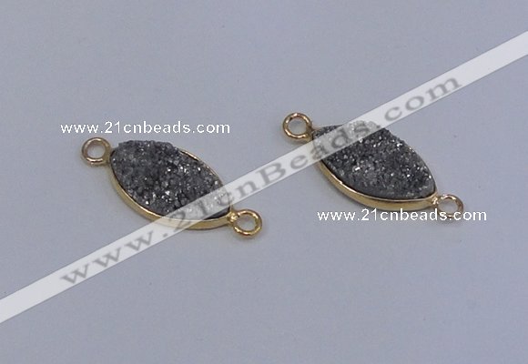 NGC1515 10*18mm marquise druzy quartz gemstone connectors wholesale