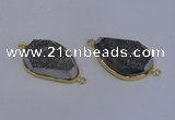 NGC1524 18*28mm freeform druzy quartz gemstone connectors wholesale