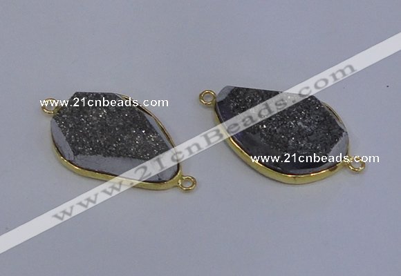 NGC1524 18*28mm freeform druzy quartz gemstone connectors wholesale