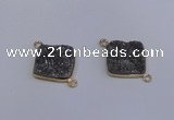 NGC1537 18*18mm diamond druzy quartz gemstone connectors wholesale