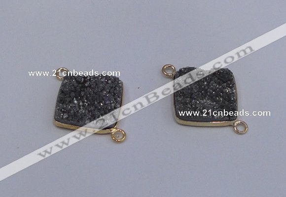 NGC1537 18*18mm diamond druzy quartz gemstone connectors wholesale