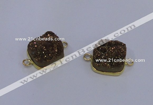 NGC1543 15*15mm square druzy quartz gemstone connectors wholesale