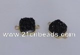 NGC1544 15*15mm square druzy quartz gemstone connectors wholesale