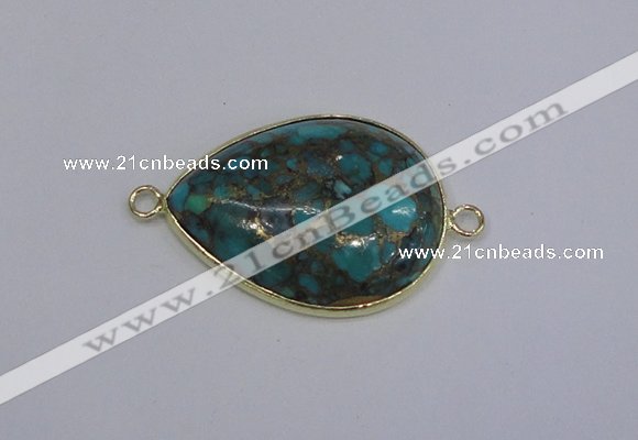 NGC1553 22*30mm teardrop turquoise & pyrite gemstone connectors