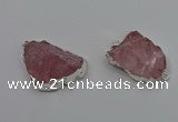 NGC1559 18*25mm - 30*35mm freeform rose quartz connectors