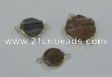 NGC156 14mm - 20mm coin plated druzy agate connectors