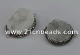 NGC1620 20mm - 28mm flat round druzy quartz connectors wholesale