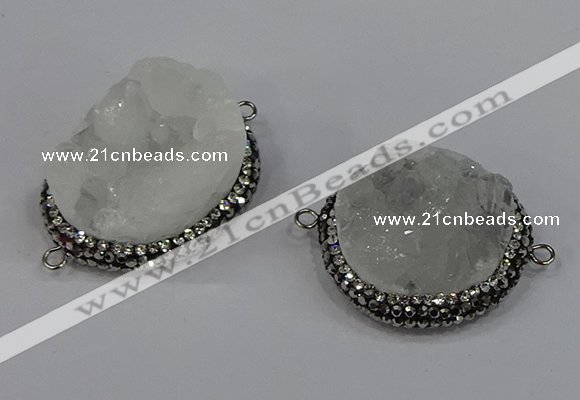 NGC1620 20mm - 28mm flat round druzy quartz connectors wholesale