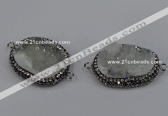 NGC1630 20*25mm - 22*30mm freeform druzy quartz connectors