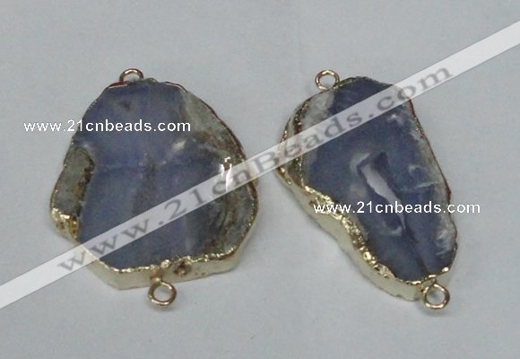 NGC164 30*40mm - 40*45mm freeform blue lace agate connectors