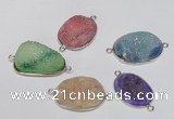 NGC169 20*30mm - 25*35mm freeform plated druzy agate connectors