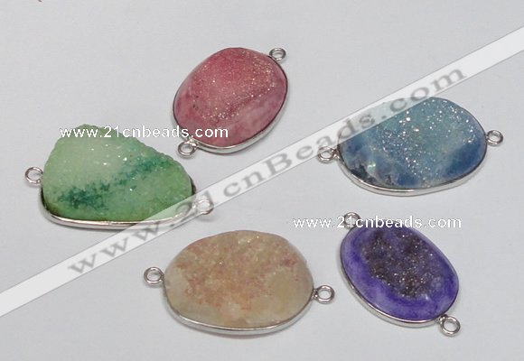 NGC169 20*30mm - 25*35mm freeform plated druzy agate connectors