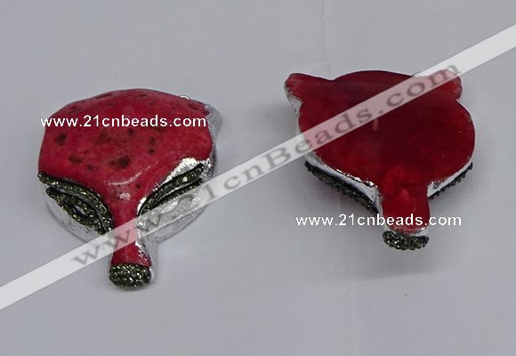 NGC1703 40*55mm - 45*60mm Fox-head agate gemstone connectors