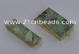 NGC1711 15*30mm - 25*45mm rectangle green gemstone connectors