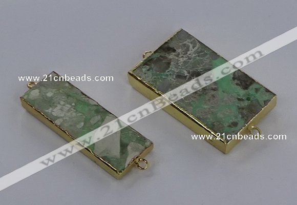 NGC1711 15*30mm - 25*45mm rectangle green gemstone connectors