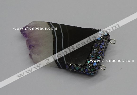 NGC1722 30*45mm - 35*55mm freeform druzy amethyst connectors