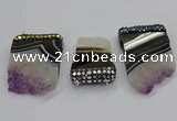 NGC1723 30*45mm - 35*55mm freeform druzy amethyst connectors