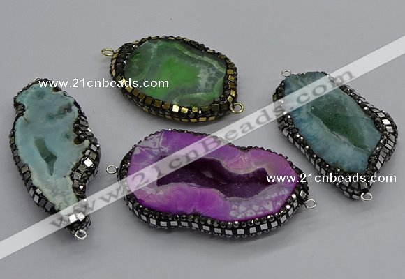 NGC1737 25*40mm - 35*55mm freeform druzy agate connectors