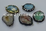 NGC1738 35*45mm - 40*55mm freeform druzy agate connectors