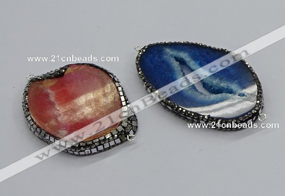 NGC1740 35*45mm - 40*50mm freeform druzy agate connectors