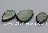 NGC1747 25*35mm - 30*45mm freeform green apple jasper connectors