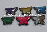 NGC1750 35*45mm - 35*50mm butterfly agate gemstone connectors