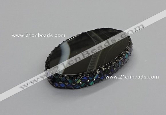 NGC1782 35*55mm oval agate gemstone connectors wholesale