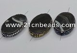 NGC1783 35*55mm oval agate gemstone connectors wholesale