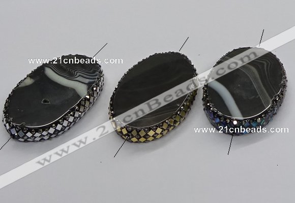 NGC1783 35*55mm oval agate gemstone connectors wholesale