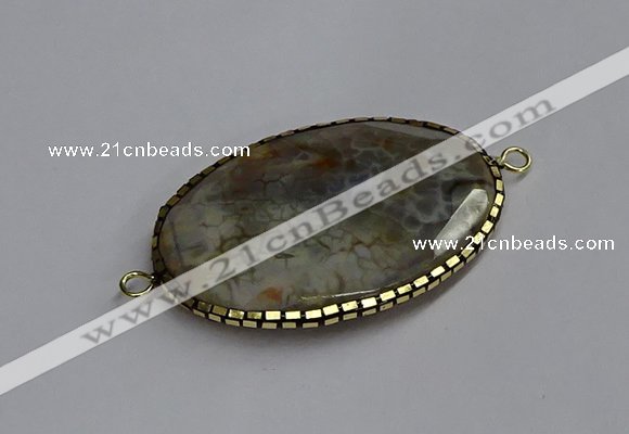 NGC1826 35*50mm oval agate gemstone connectors wholesale