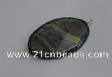 NGC1827 35*50mm oval agate gemstone connectors wholesale