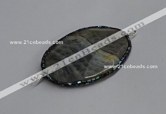 NGC1827 35*50mm oval agate gemstone connectors wholesale