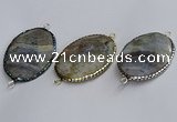 NGC1828 35*50mm oval agate gemstone connectors wholesale