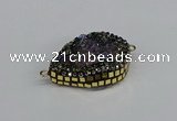 NGC1851 22*30mm - 25*35mm flat teardrop plated druzy amethyst connectors