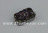 NGC1855 15*35mm - 22*30mm rectangle plated druzy amethyst connectors