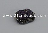 NGC1857 15*35mm - 22*30mm rectangle plated druzy amethyst connectors