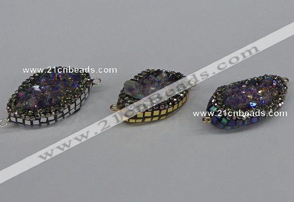 NGC1863 20*30mm - 22*35mm marquise plated druzy amethyst connectors