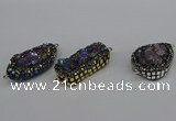 NGC1865 15*30mm - 25*35mm freeform plated druzy amethyst connectors