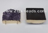 NGC195 35*45mm - 40*45mm freeform druzy amethyst connectors